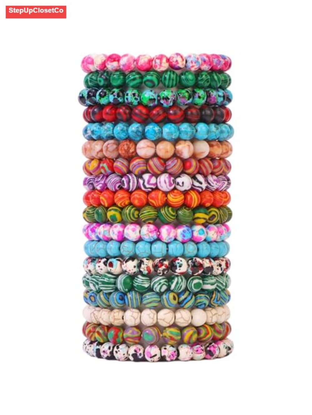 18 PCS Malachite Polymer Clay Stretch Bracelets Stackable Set